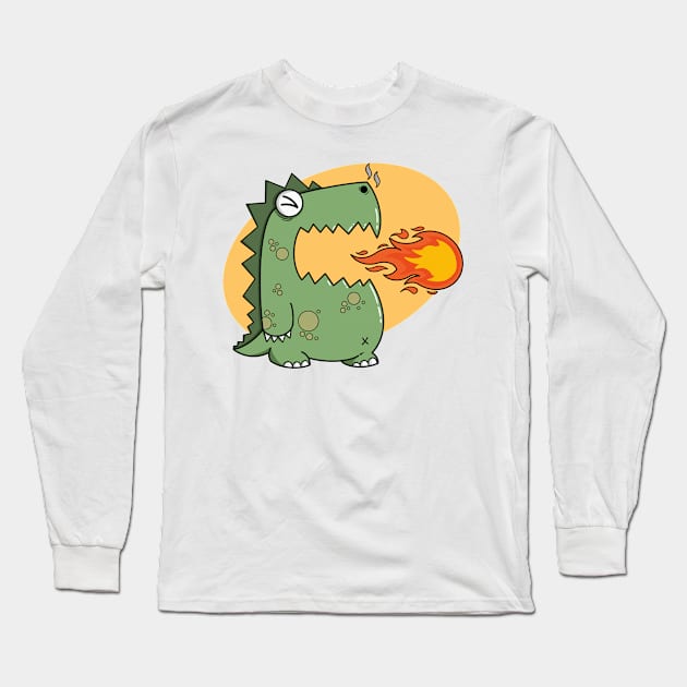 Angry Dino Long Sleeve T-Shirt by Innsmouth